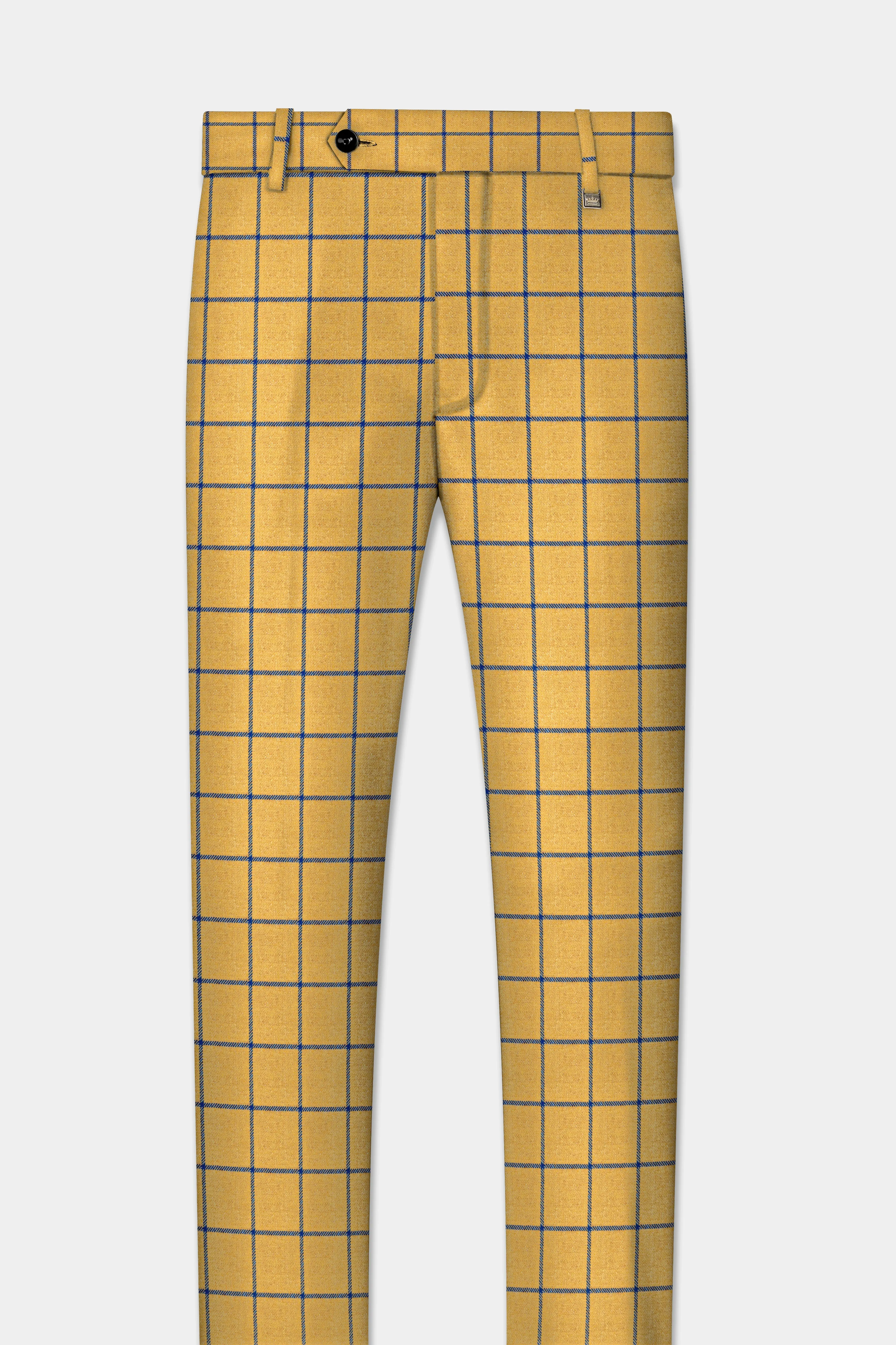 Anzac Yellow with Astronaut Blue Windowpane Tweed Suit