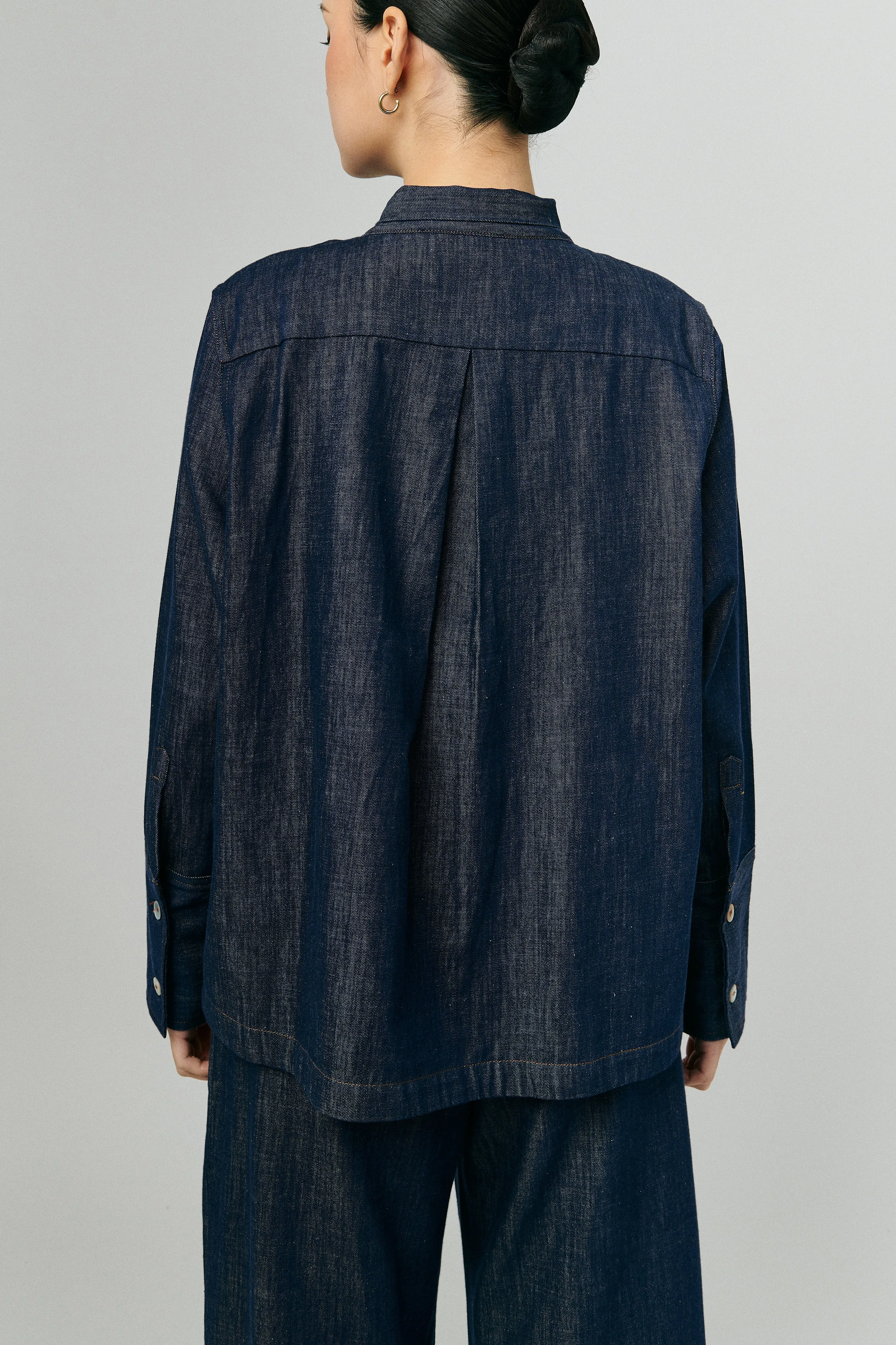 Atelier Denim Bow Shirt in Indigo