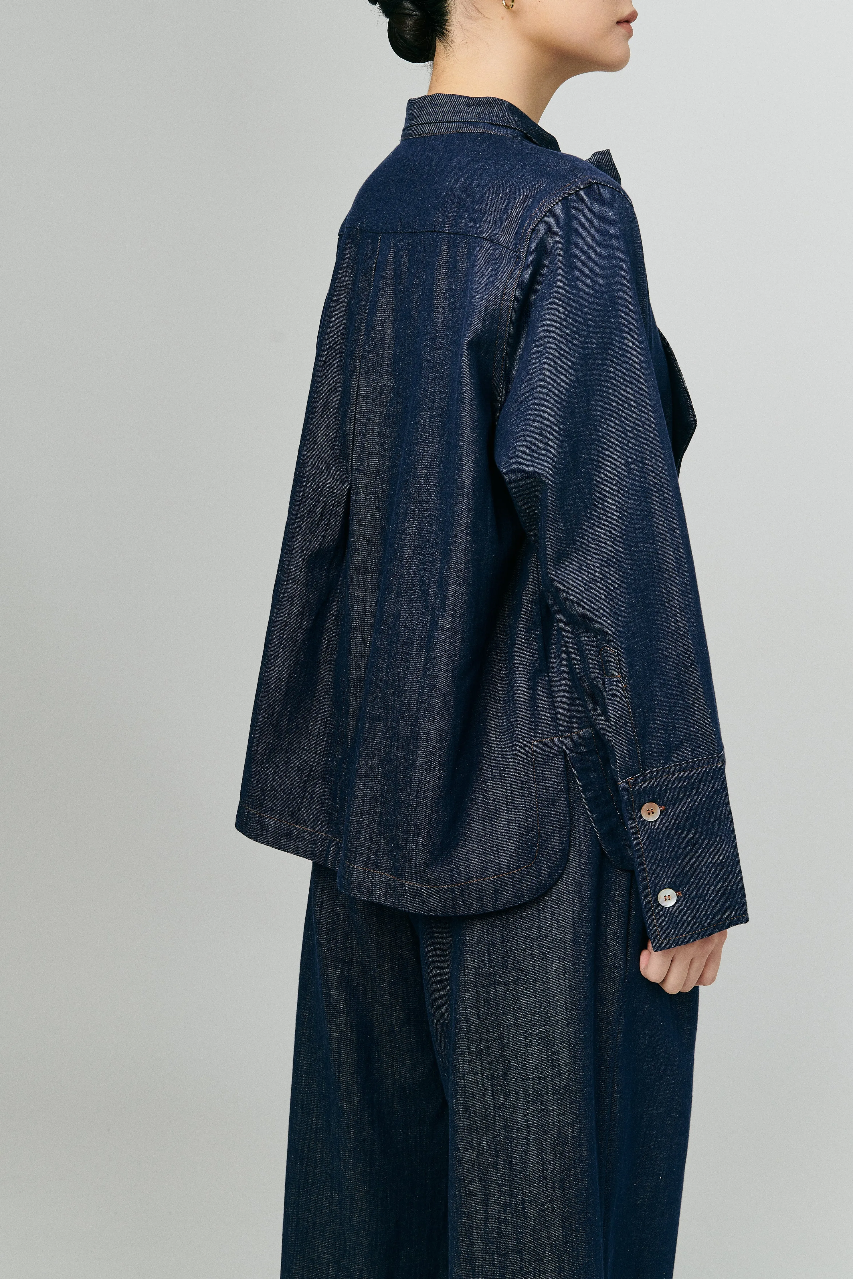 Atelier Denim Bow Shirt in Indigo