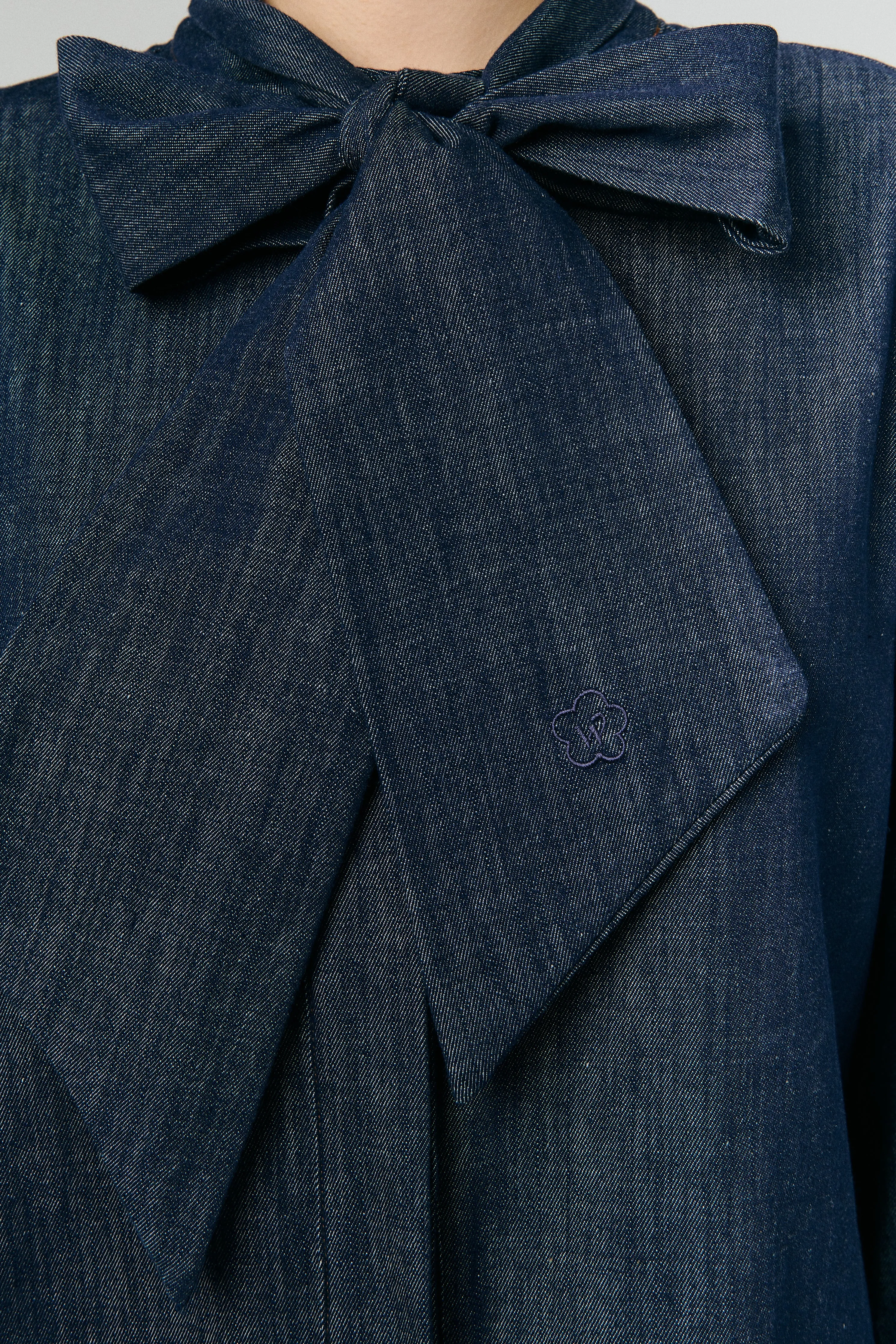 Atelier Denim Bow Shirt in Indigo
