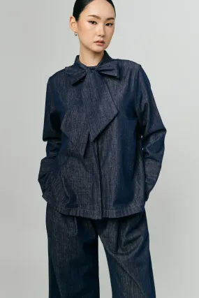 Atelier Denim Bow Shirt in Indigo