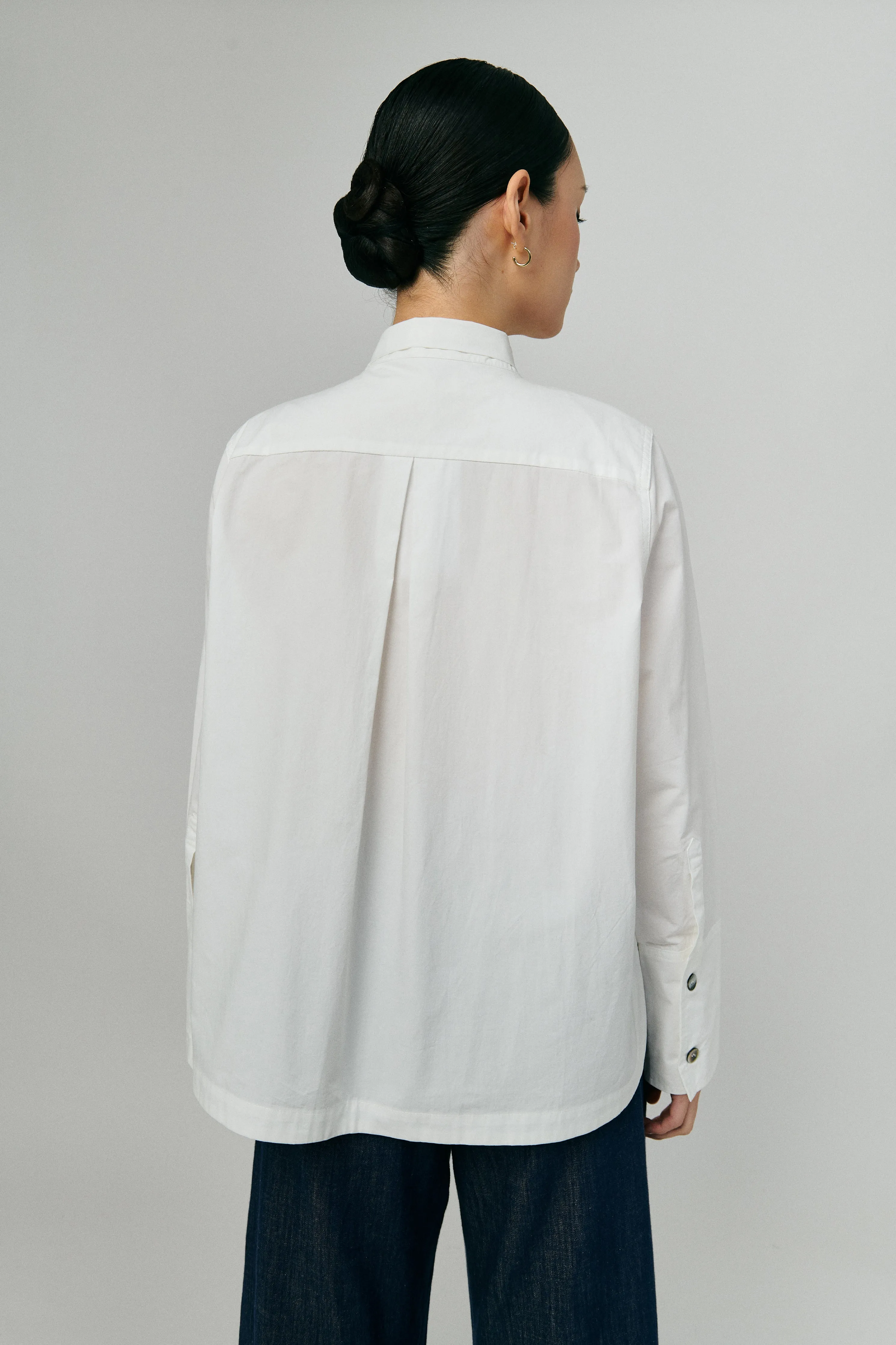 Atelier Poplin Bow Shirt in White
