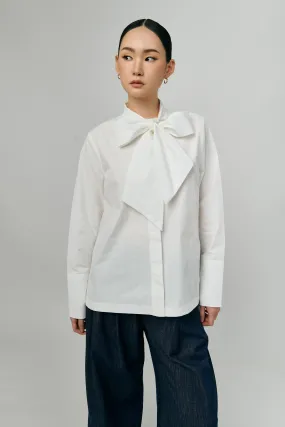 Atelier Poplin Bow Shirt in White