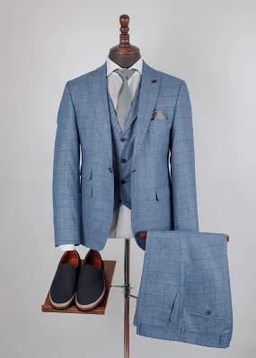 Bird Blue Linen Suit