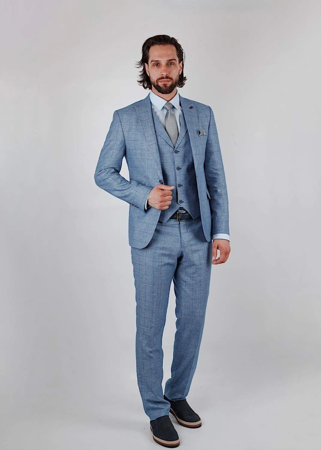 Bird Blue Linen Suit