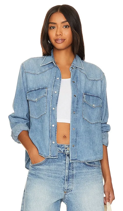 Citizens of Humanity Cropped Western Shirt in Blue