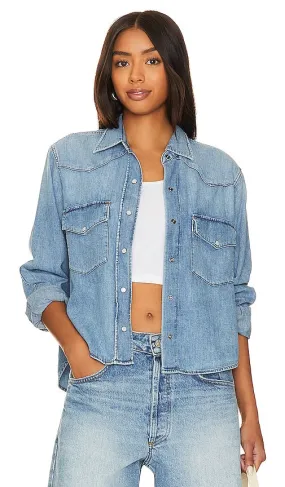 Citizens of Humanity Cropped Western Shirt in Blue
