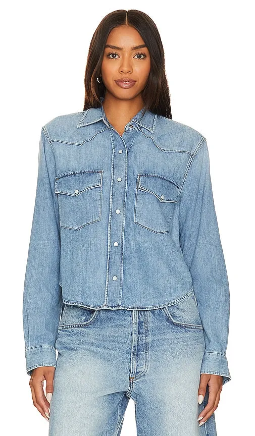 Citizens of Humanity Cropped Western Shirt in Blue
