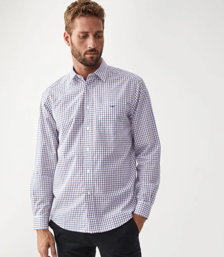 Collins Shirt - Navy/Burgundy/White