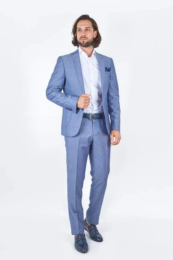 Corn Blue Linen Suit