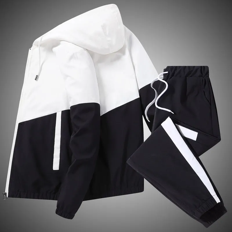 Dropshipping Patchwork Hip Hop Casual Men's Sets 2023 Korean Style 2 Piece Sets Clothes Men Streetwear Fitness Male Tracksuit