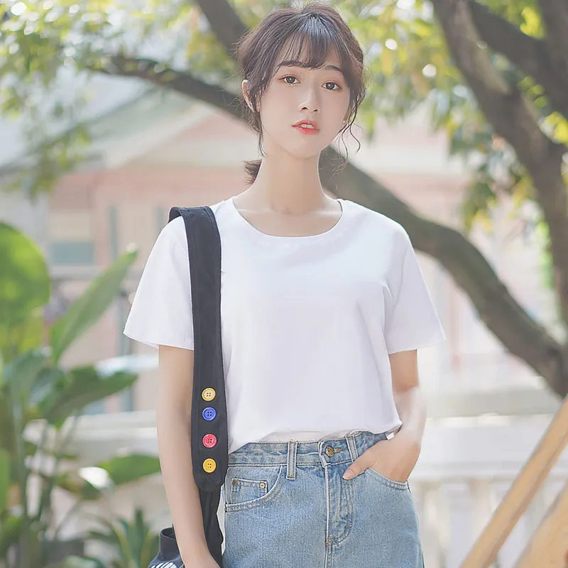 Fashion Student Simple White T-shirt
