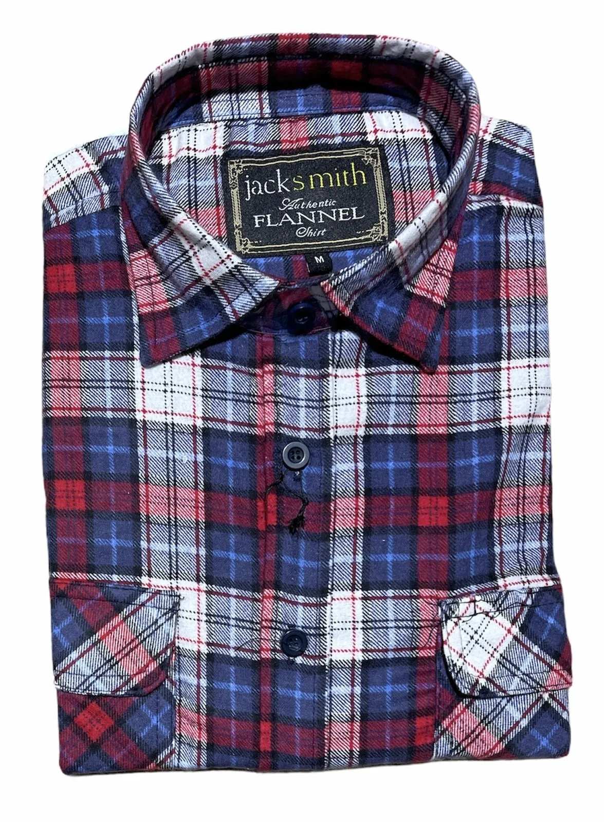JackSmith Mens Flannelette Long Sleeve Pullover Shirt 100% Cotton Flannel - Half Placket