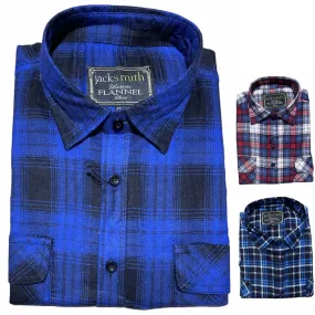 JackSmith Mens Flannelette Long Sleeve Pullover Shirt 100% Cotton Flannel - Half Placket