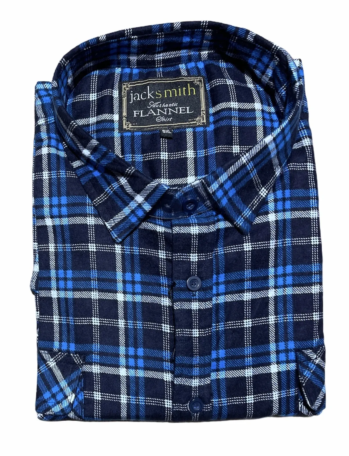 JackSmith Mens Flannelette Long Sleeve Pullover Shirt 100% Cotton Flannel - Half Placket