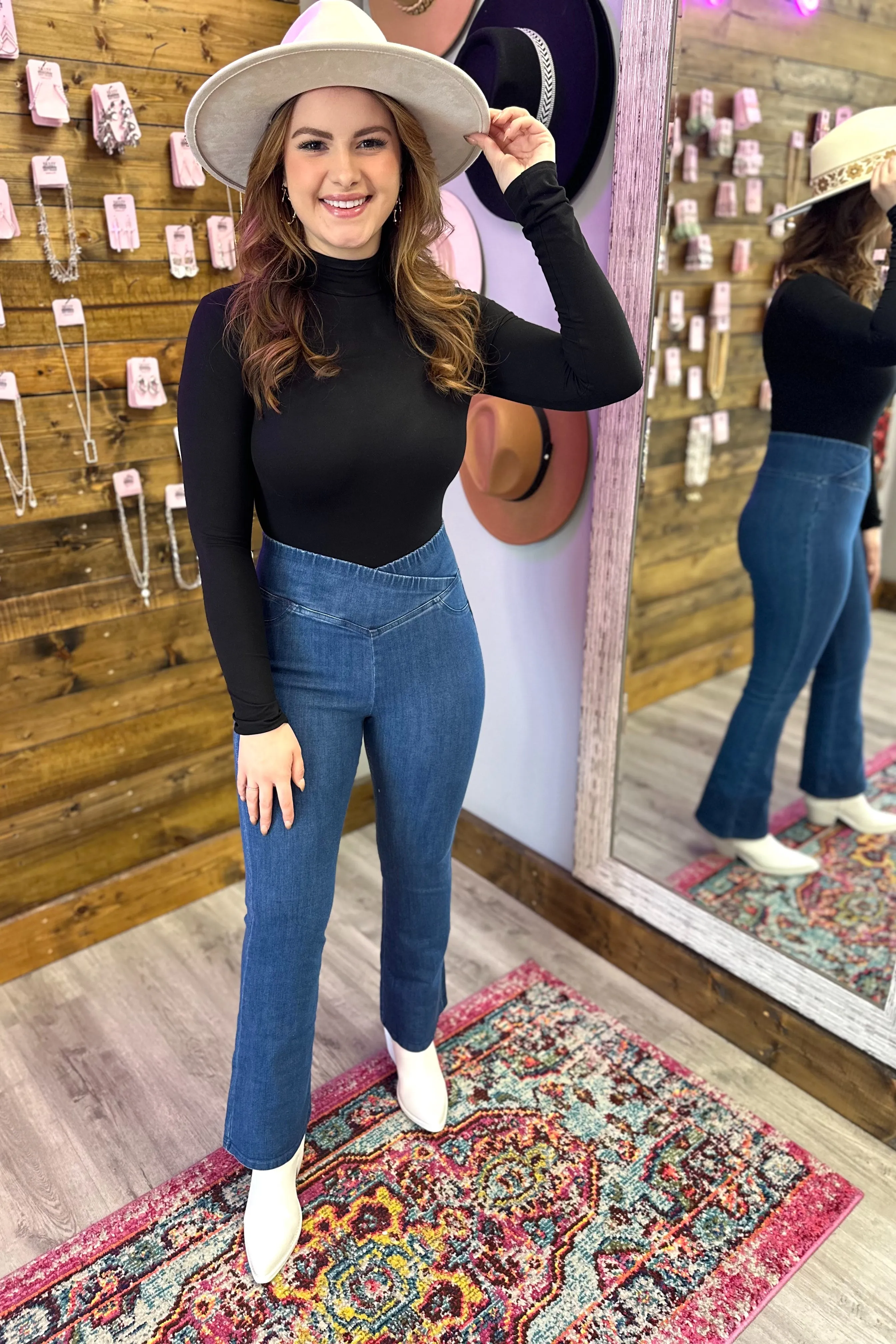 Jade Mock Neck Long Sleeve Bodysuit - Black