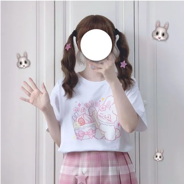 Japanese Kawaii Cute Anime White T-shirt