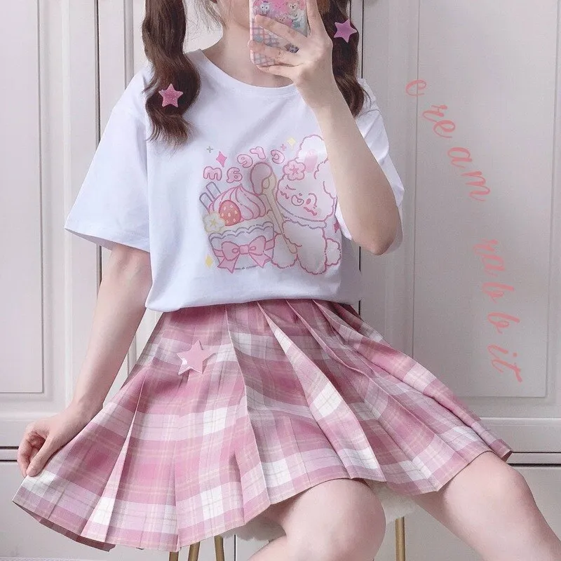 Japanese Kawaii Cute Anime White T-shirt