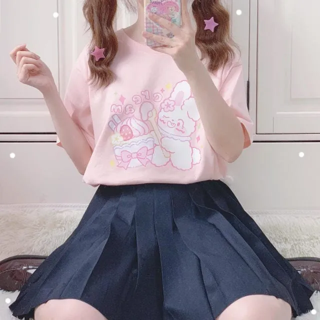 Japanese Kawaii Cute Anime White T-shirt