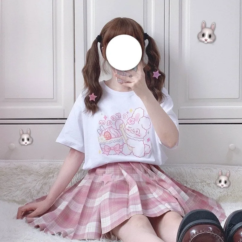 Japanese Kawaii Cute Anime White T-shirt