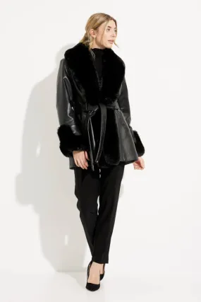 Chic Joseph Ribkoff Faux Leather Trench Coat - Style 233927