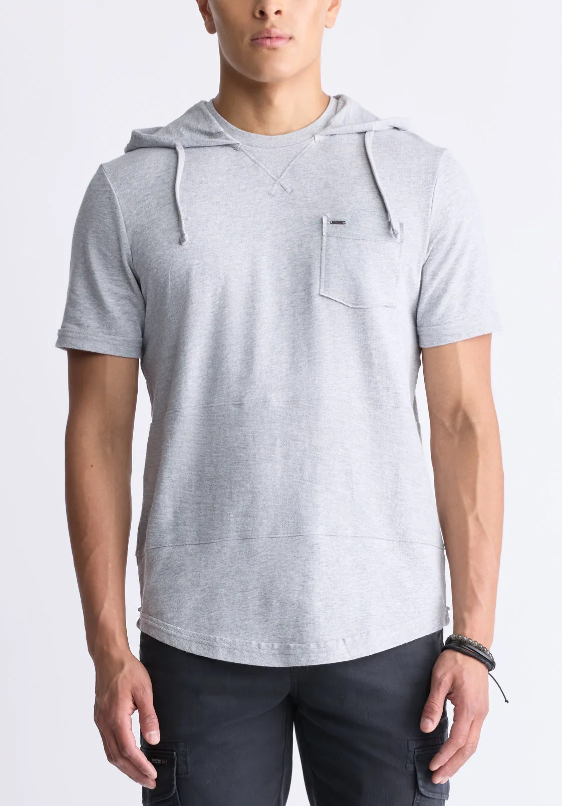 Katoni Men's Short-Sleeve Hooded T-Shirt, Heather Grey - BM24524