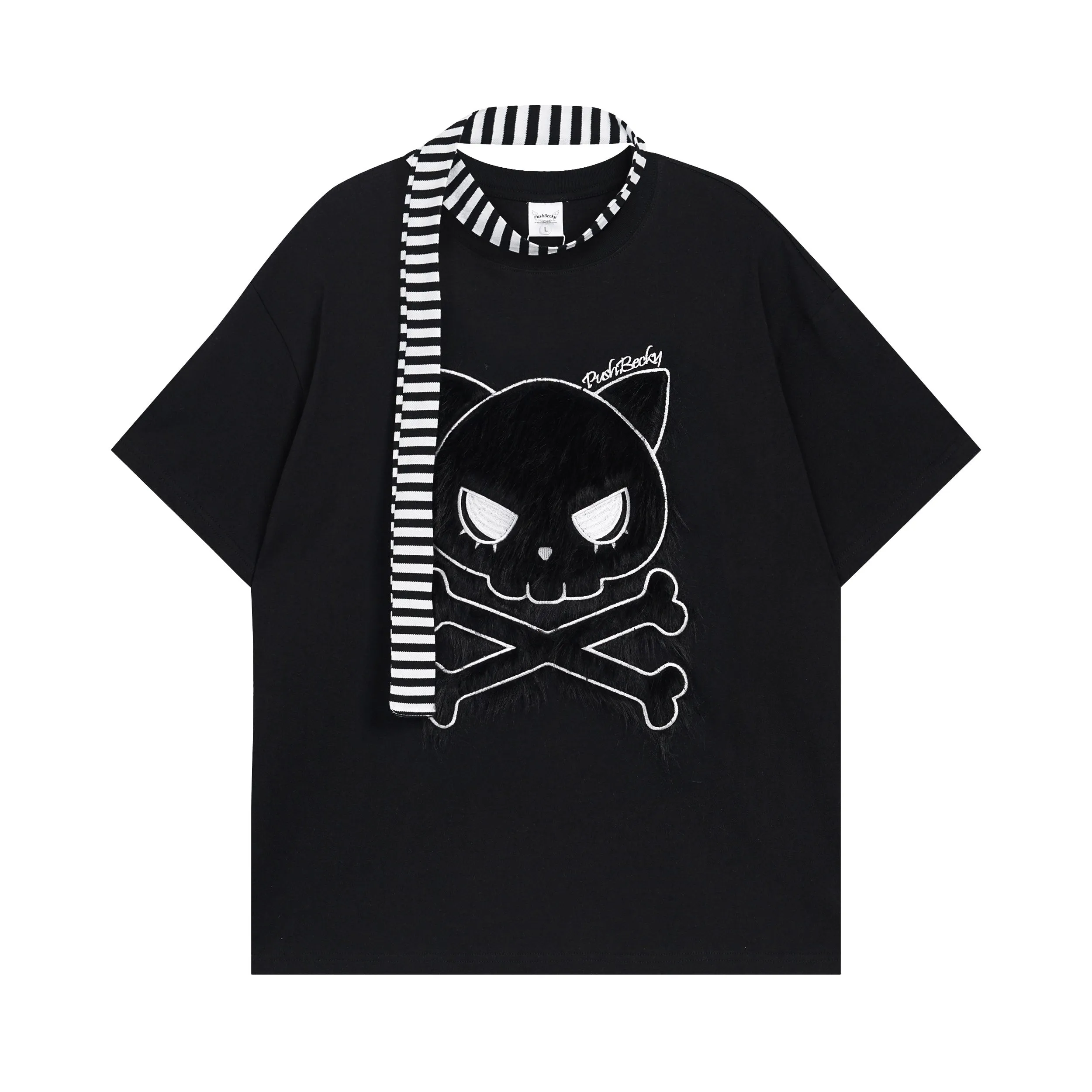 Kawaii Cartoon Cat Print Loose T-shirt