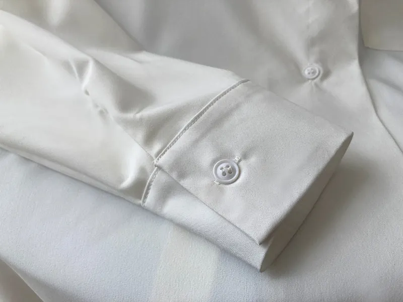 [Korean Style] 2 Color Back Button Loose Fit Button-down Blouse