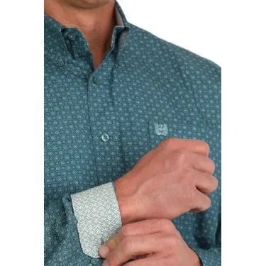 Men's Medallion Print Button-Down Western Shirt MTW1105890