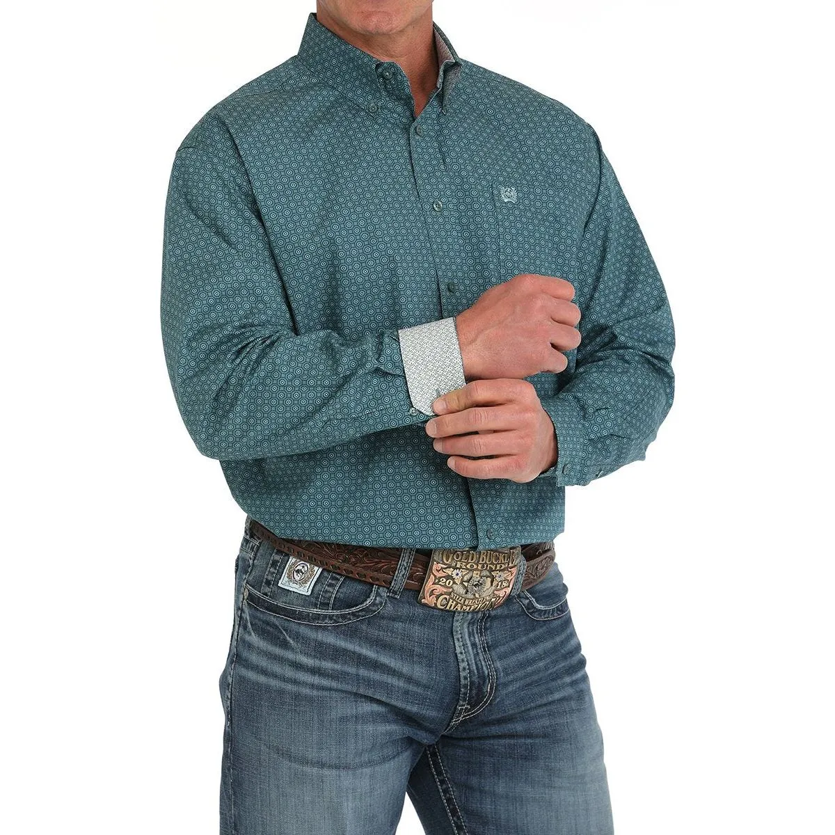 Men's Medallion Print Button-Down Western Shirt MTW1105890