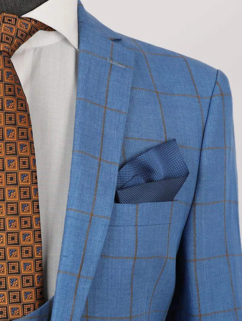 Obiter Dark Blue Linen Suit