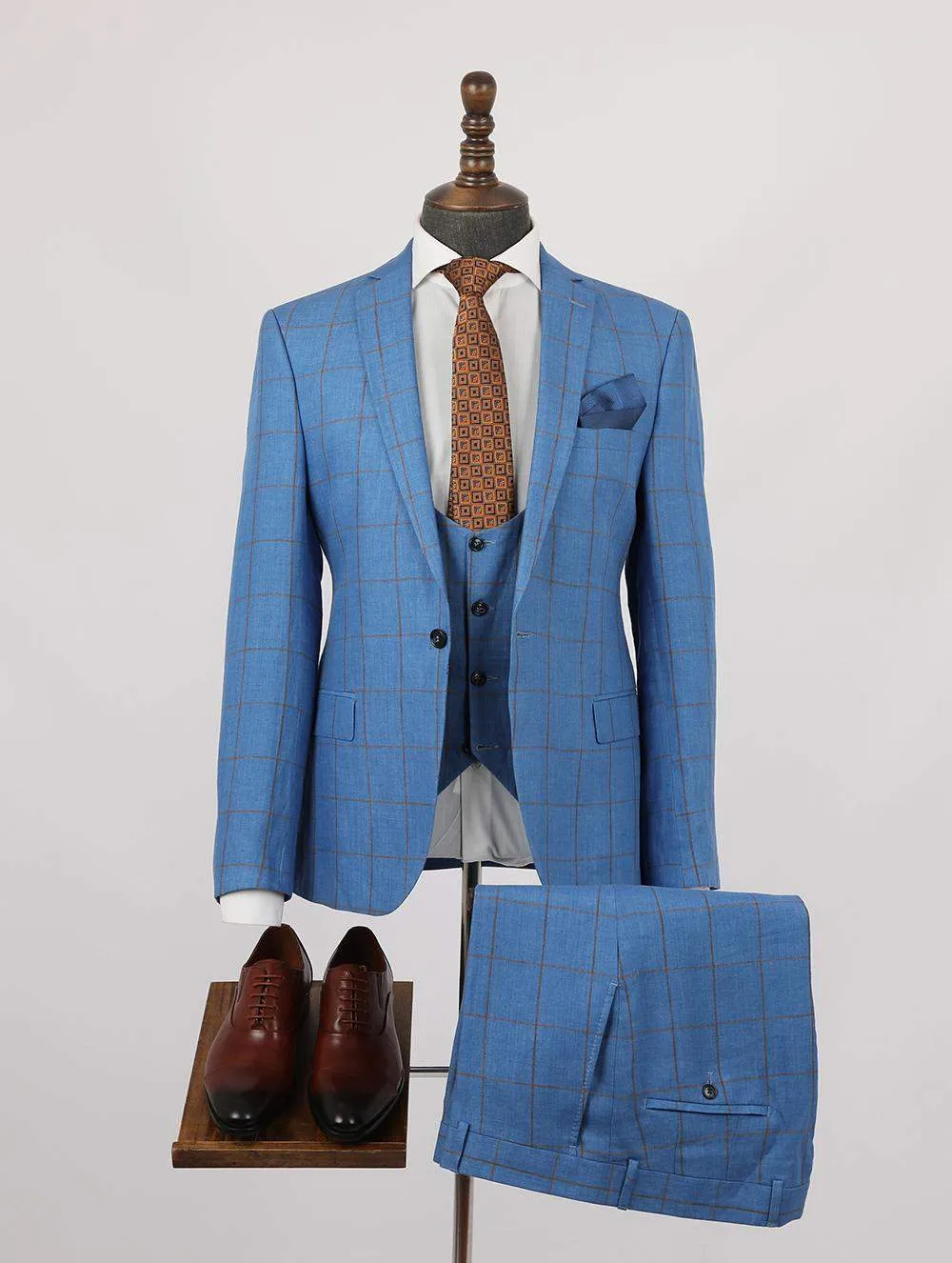 Obiter Dark Blue Linen Suit