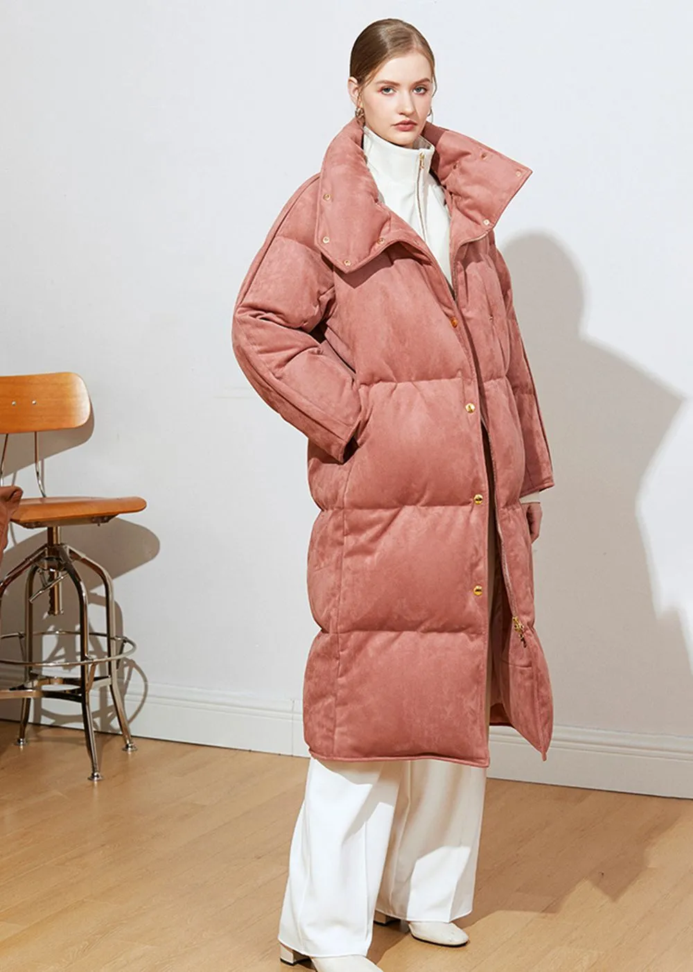 Pink Long Down Puffer Coat