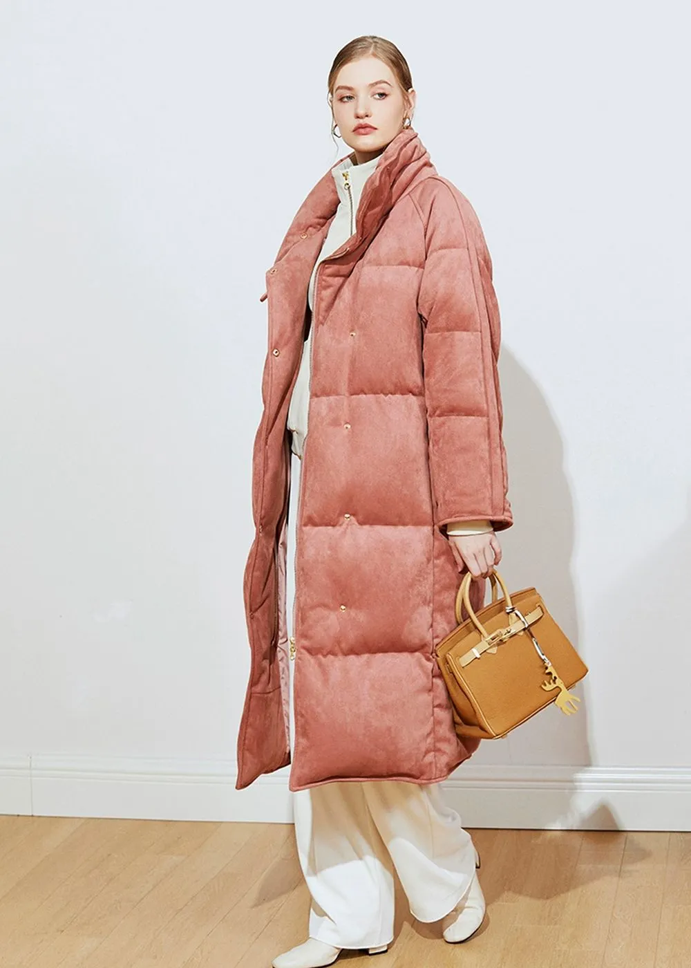 Pink Long Down Puffer Coat