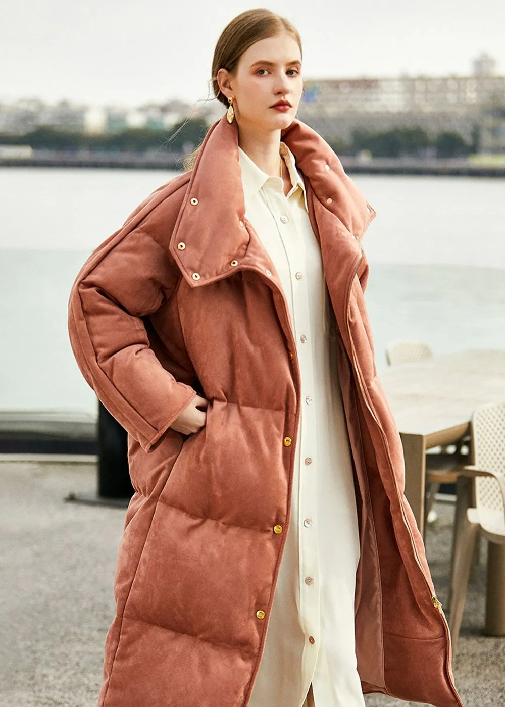 Pink Long Down Puffer Coat
