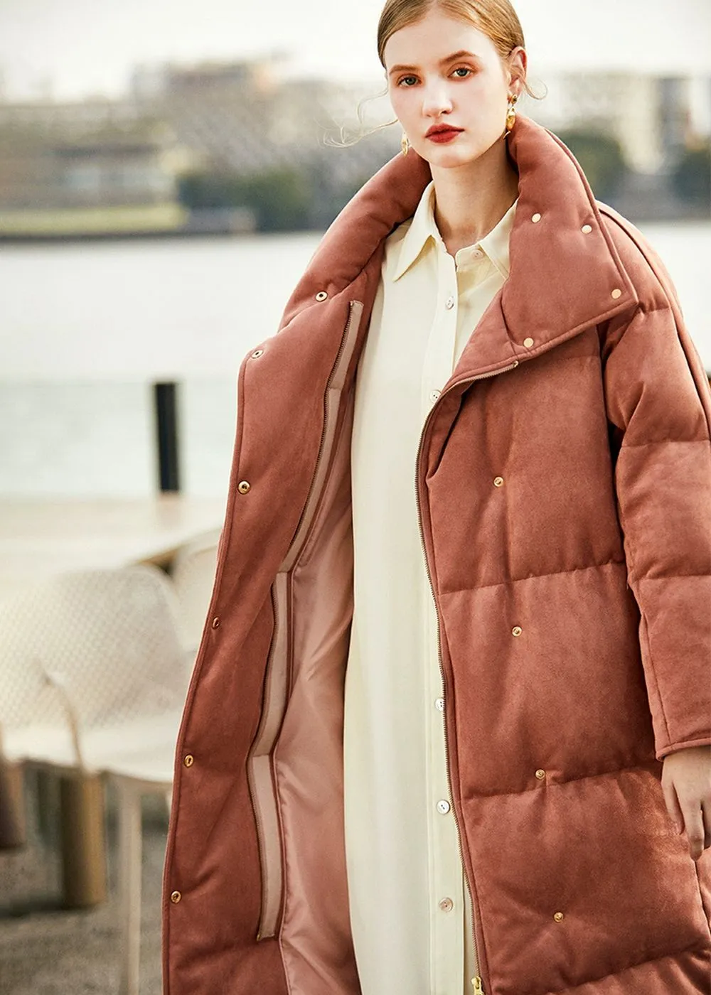 Pink Long Down Puffer Coat