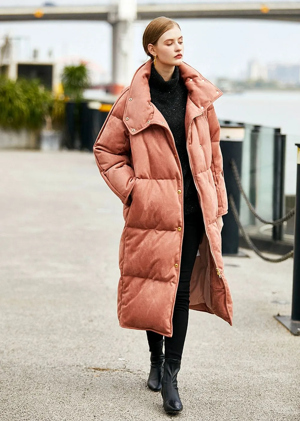 Pink Long Down Puffer Coat