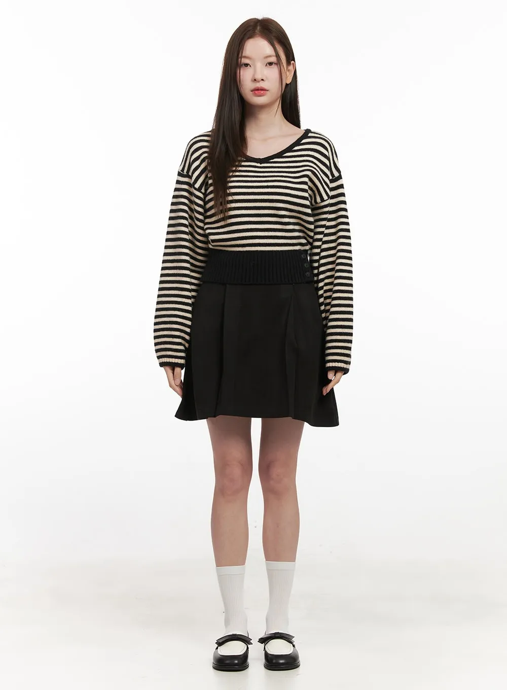Pintuck A-Line Mini Skirt IF505