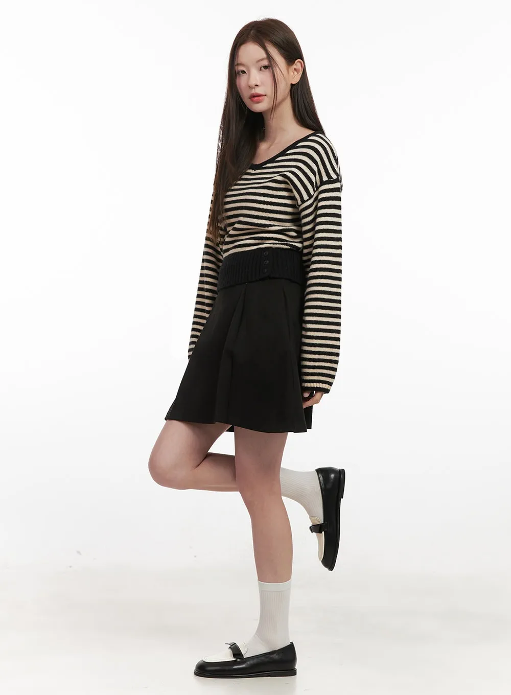Pintuck A-Line Mini Skirt IF505