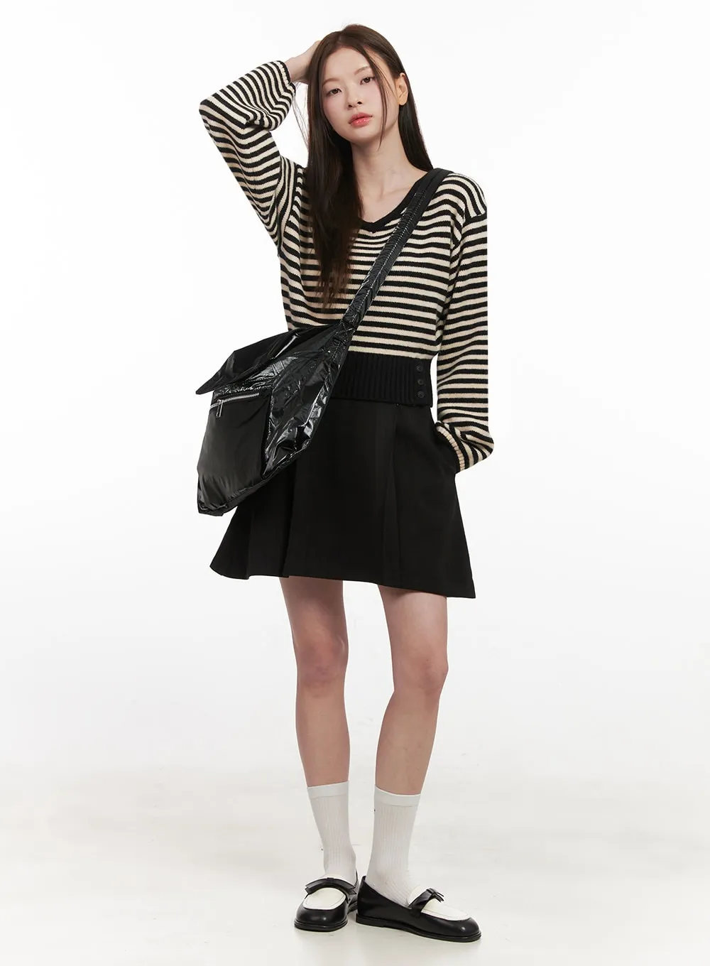 Pintuck A-Line Mini Skirt IF505