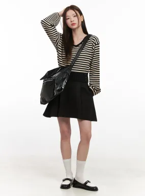 Pintuck A-Line Mini Skirt IF505