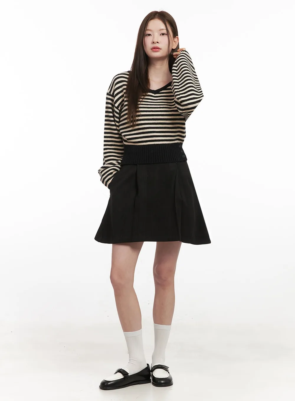Pintuck A-Line Mini Skirt IF505