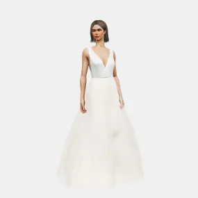 V neck cross over   A-line tulle