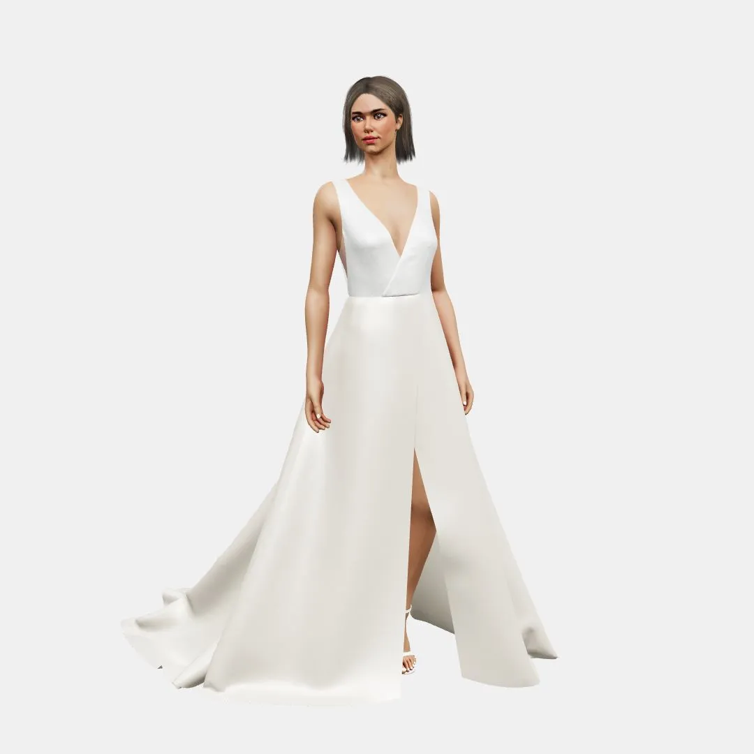 V neck cross over   A-line wrapped