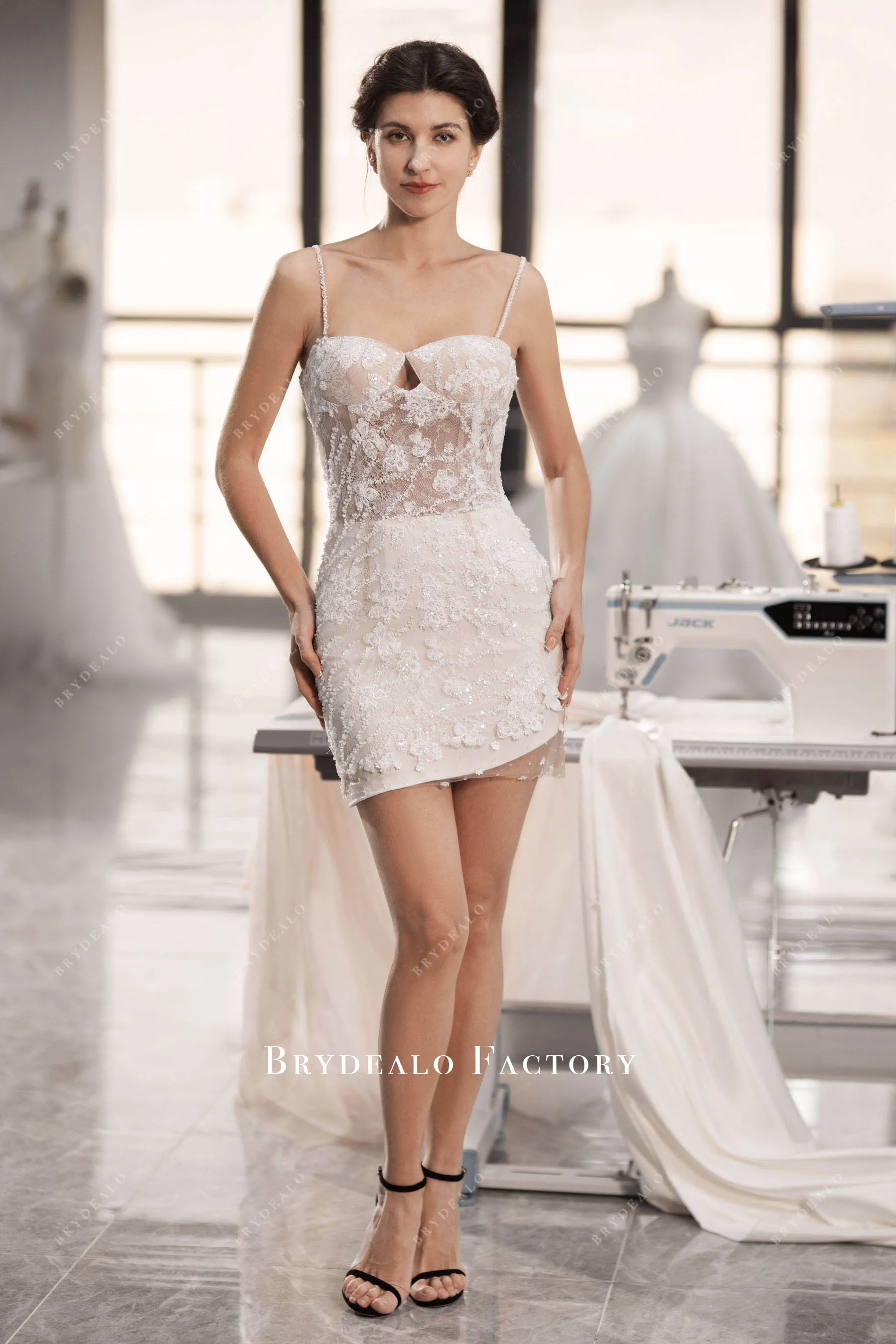 Vinatge Corset Lace Sleeveless Short Wedding After-Party Dresses