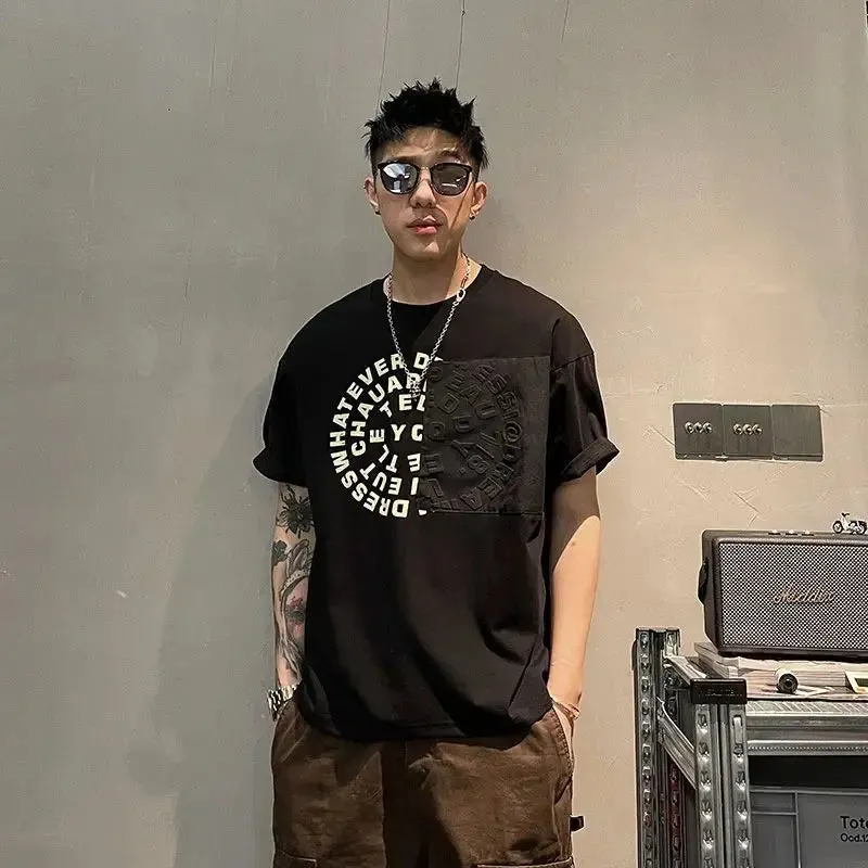 Wiaofellas  -  Fashion O-Neck Casual Printed Letter Short Sleeve T-Shirts Men's Clothing Summer New Loose All-match Tops Korean Tee Shirt