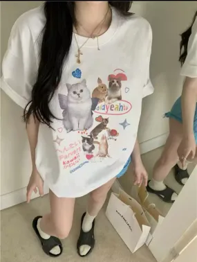 Women's Korean Oversized Casual T-shirt 436411 M