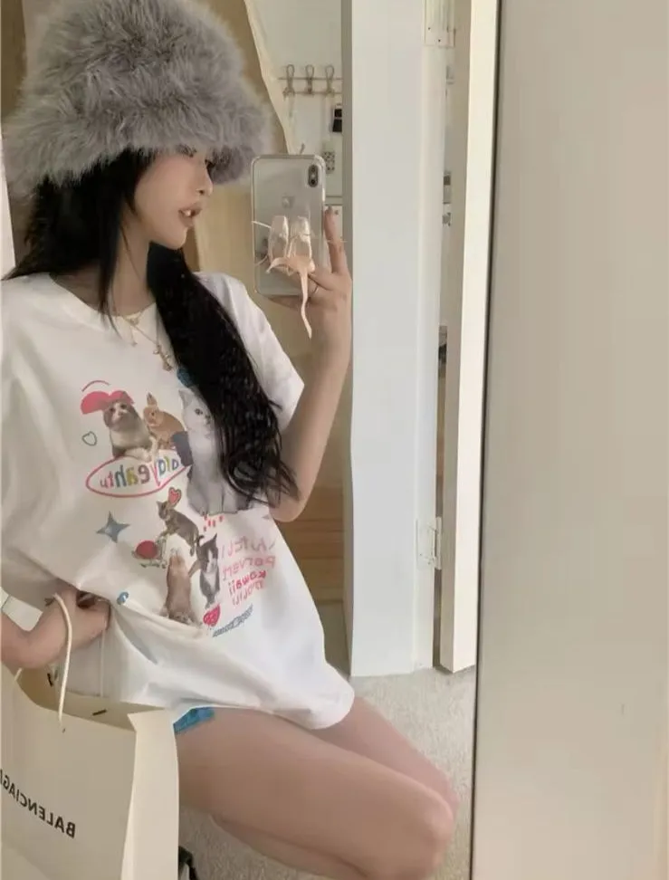 Women's Korean Oversized Casual T-shirt 436411 M